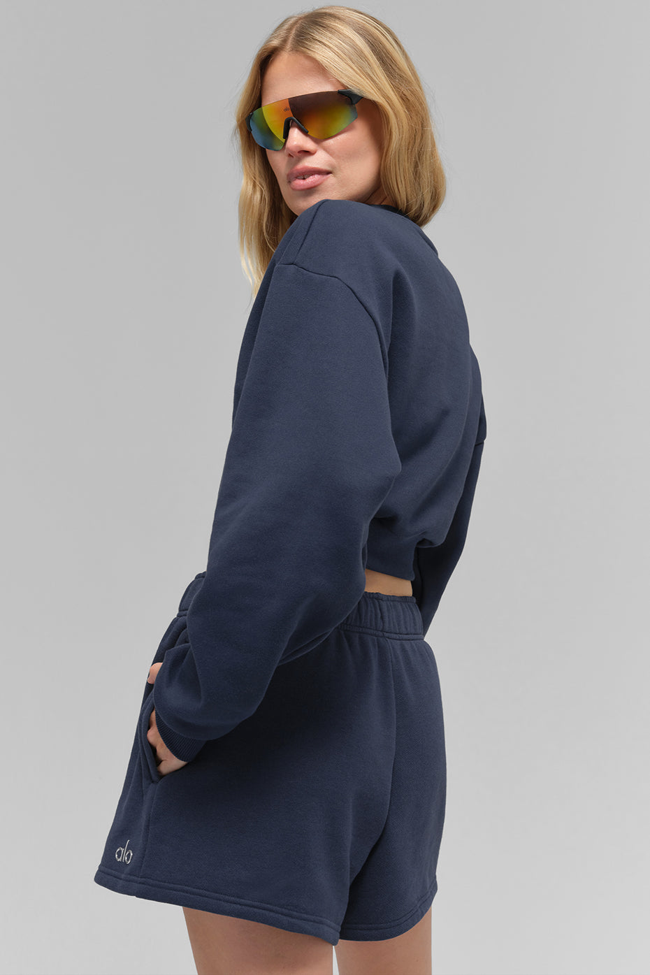 Cropped Accolade Crewneck - Navy — photo 3