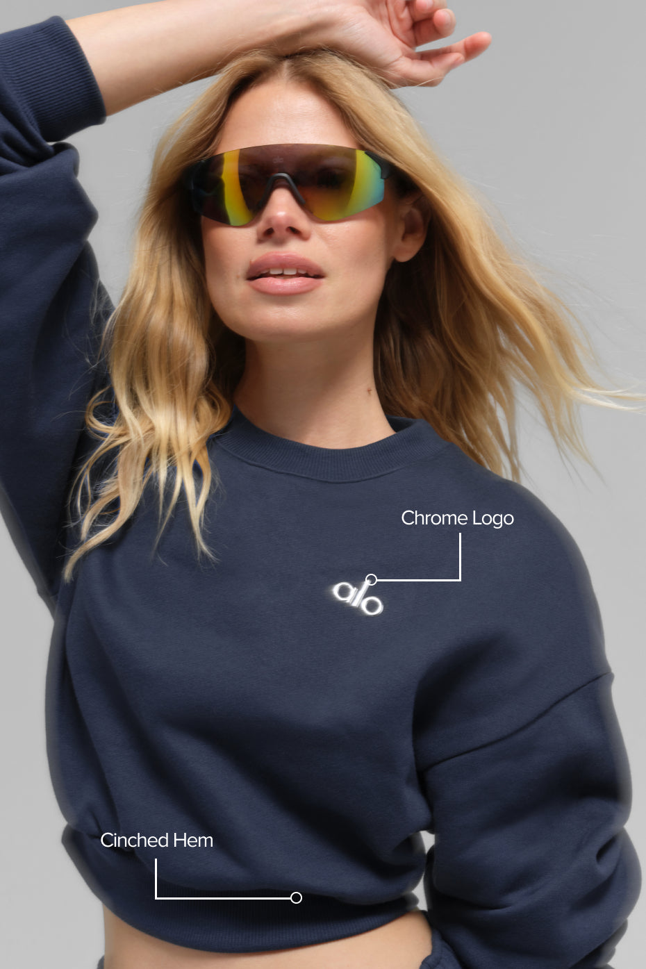Cropped Accolade Crewneck - Navy — photo 2
