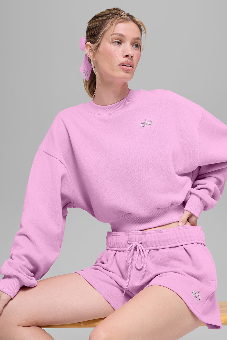 Cropped Accolade Crewneck - Candy Heart Pink — photo 4