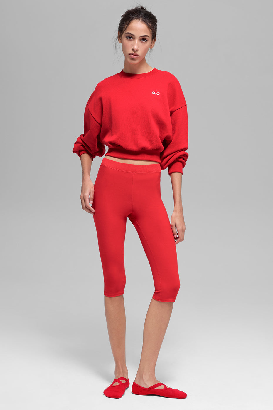 Cropped Accolade Crewneck - Bright Red — photo 4