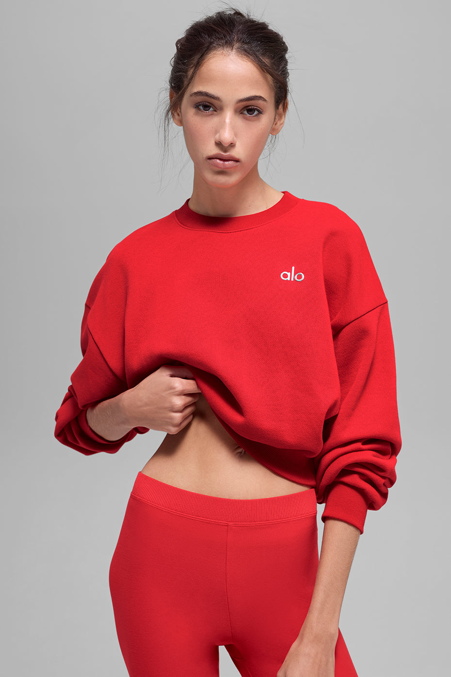 Cropped Accolade Crewneck - Bright Red — photo 1