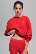 Cropped Accolade Crewneck - Bright Red — photo 1