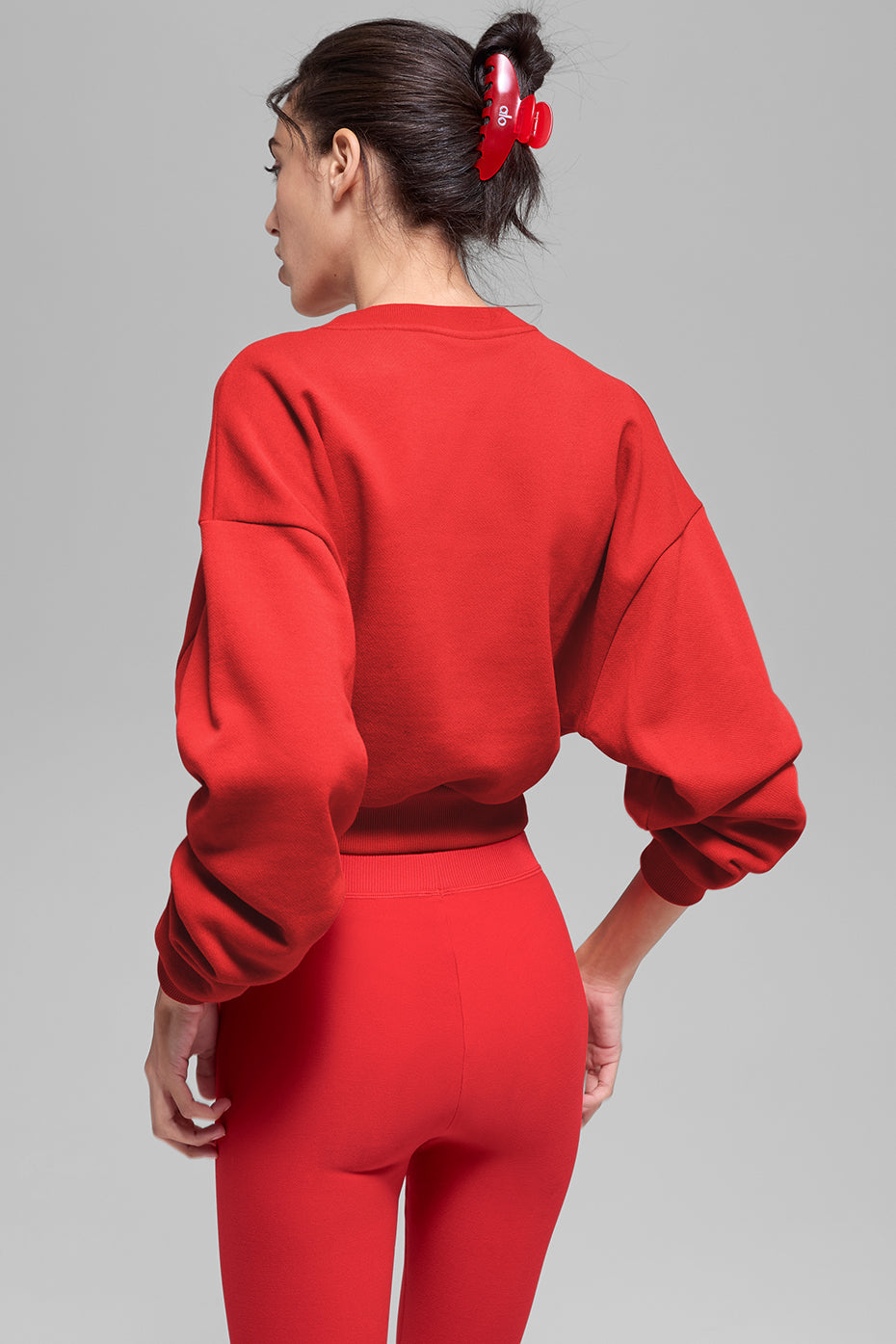 Cropped Accolade Crewneck - Bright Red — photo 2