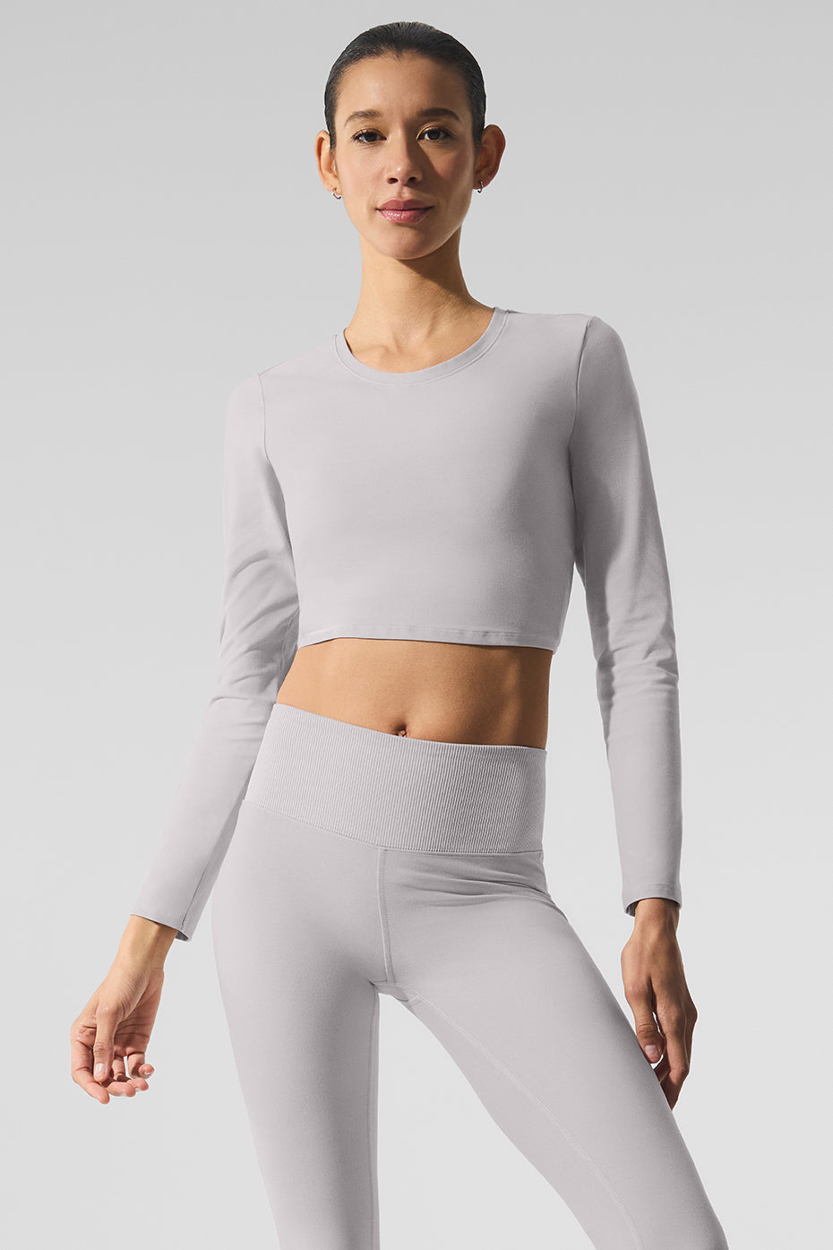 Washed Alosoft Crop Finesse Long Sleeve - Grey Sky Wash — photo 1