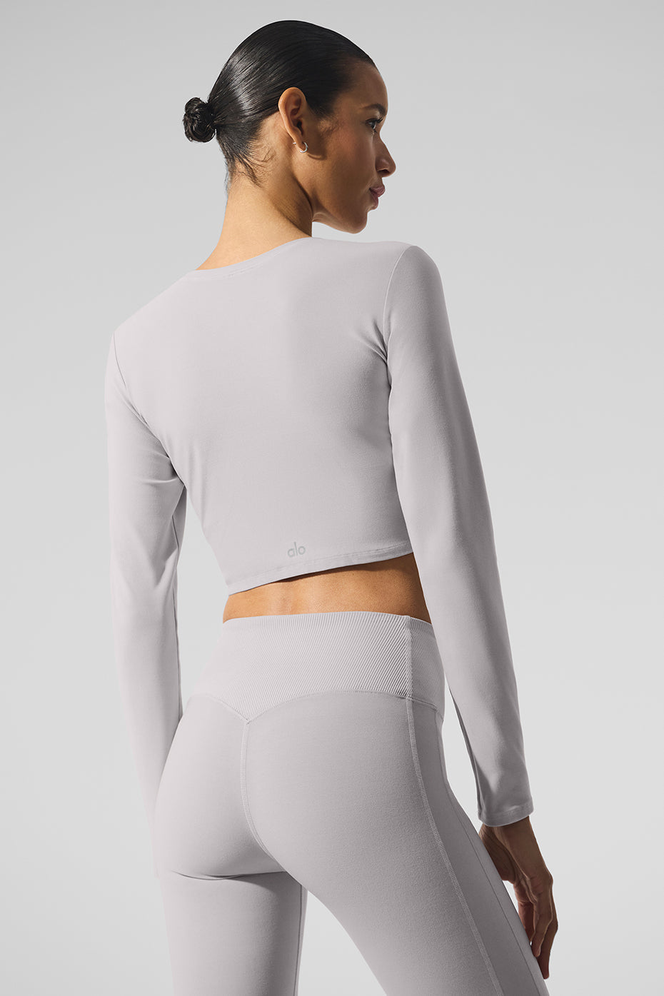 Washed Alosoft Crop Finesse Long Sleeve - Grey Sky Wash — photo 3