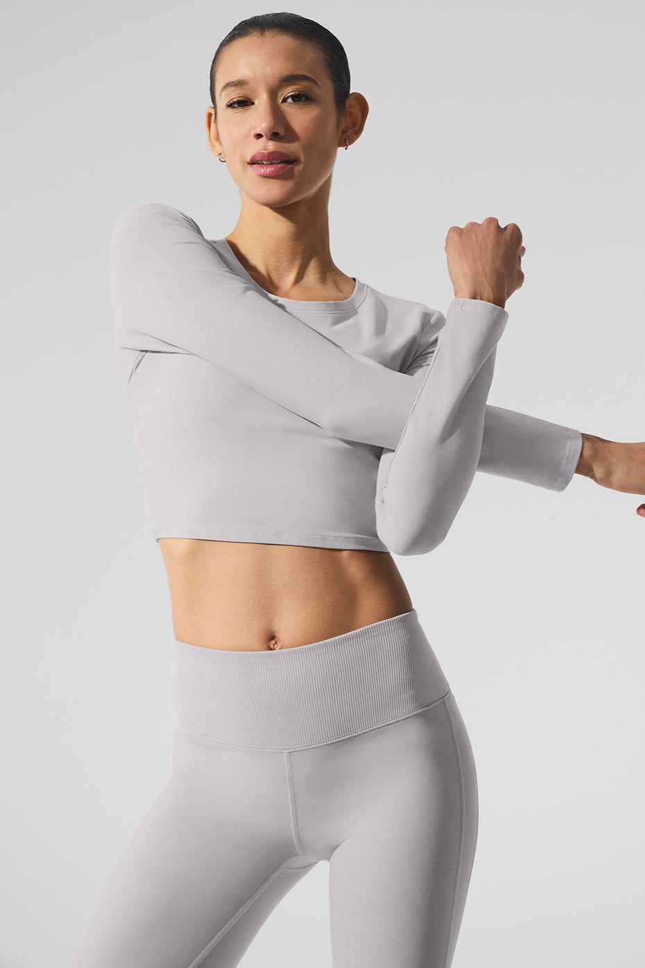 Washed Alosoft Crop Finesse Long Sleeve - Grey Sky Wash — photo 4
