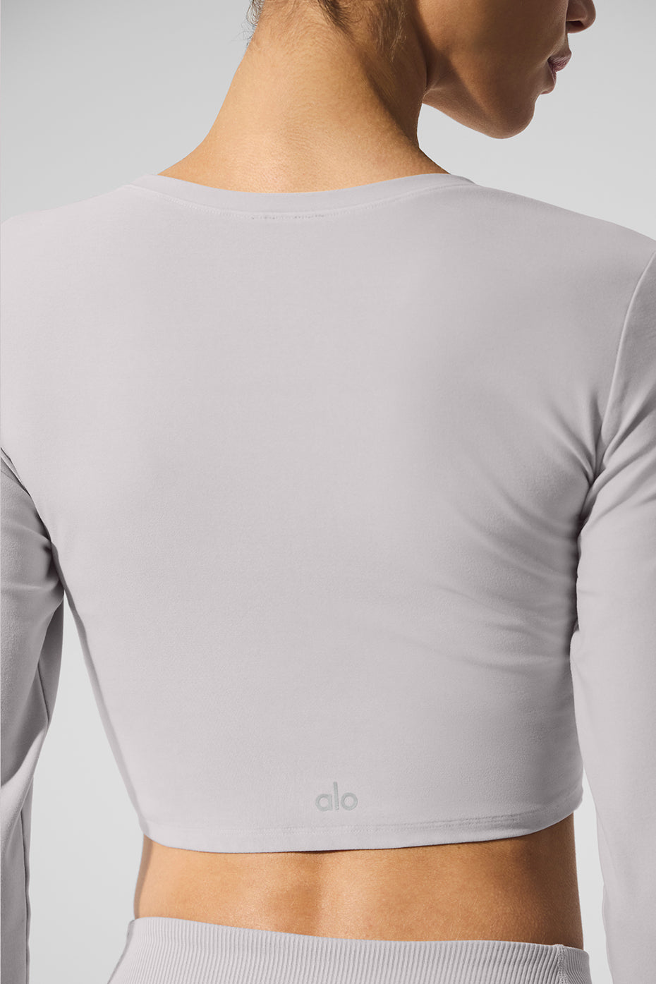 Washed Alosoft Crop Finesse Long Sleeve - Grey Sky Wash — photo 5