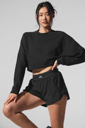 Cropped Sway Crew Neck Pullover - Black — photo 3