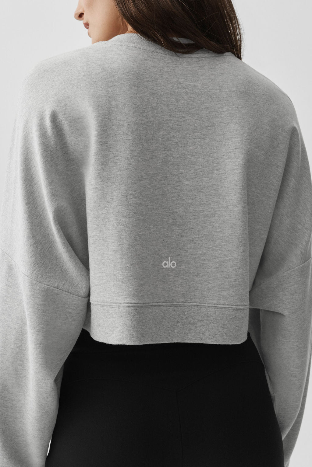 Cropped Sway Crew Neck Pullover - Athletic Heather Grey — photo 4