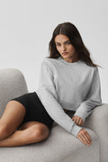 Cropped Sway Crew Neck Pullover - Athletic Heather Grey — photo 1