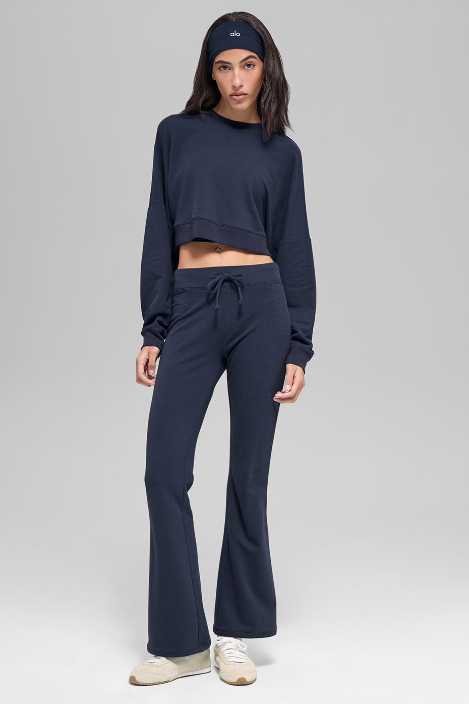 Cropped Sway Crew Neck Pullover - Navy — photo 6
