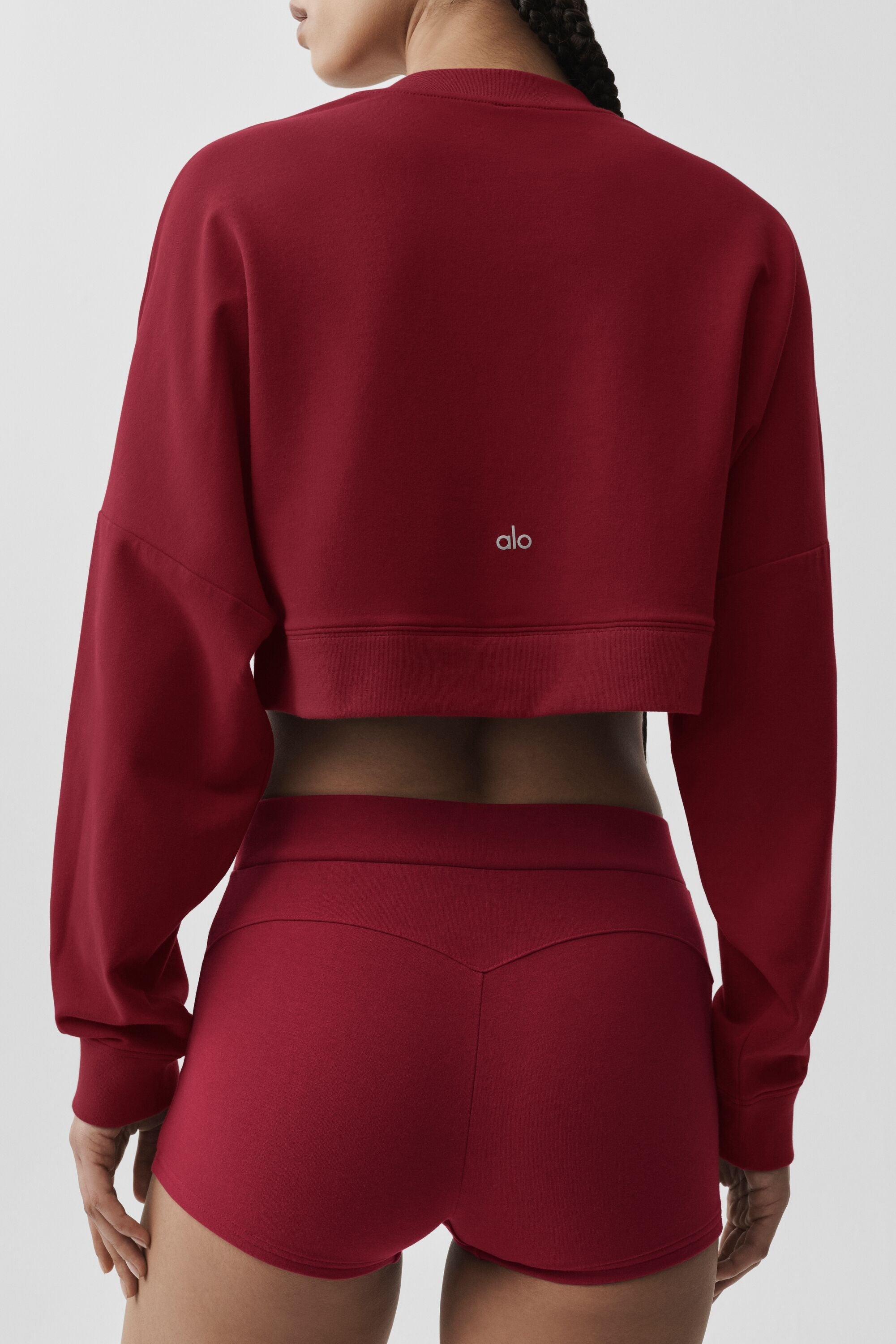 Cropped Sway Crew Neck Pullover - Summer Romance Red — photo 2