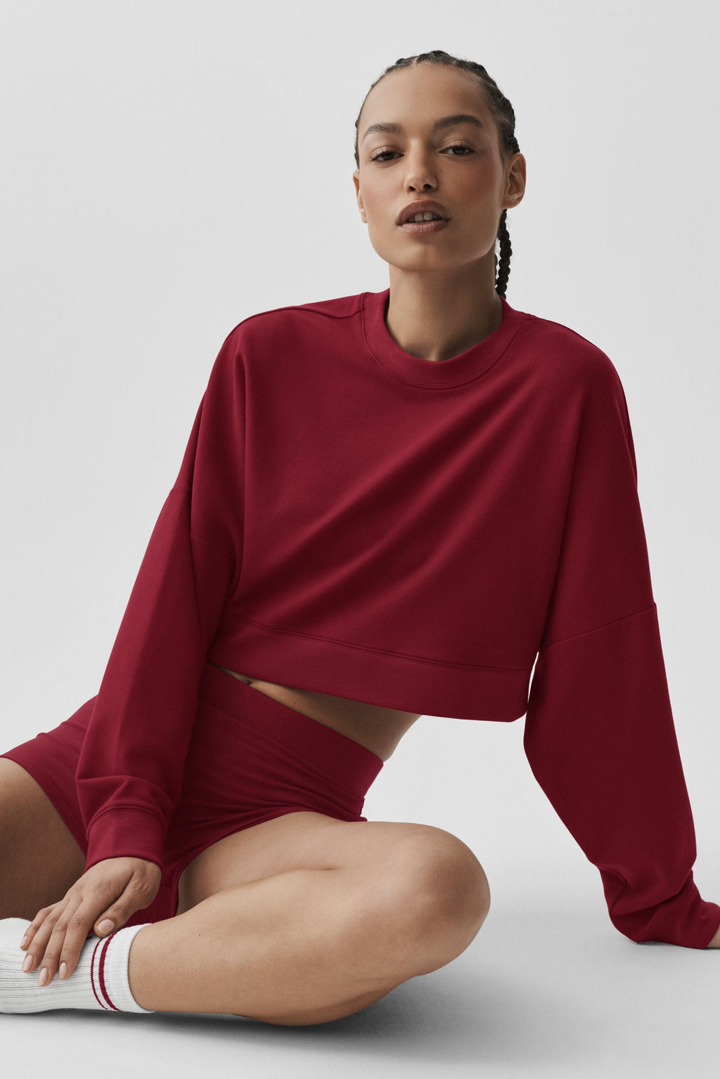 Cropped Sway Crew Neck Pullover - Summer Romance Red — photo 4