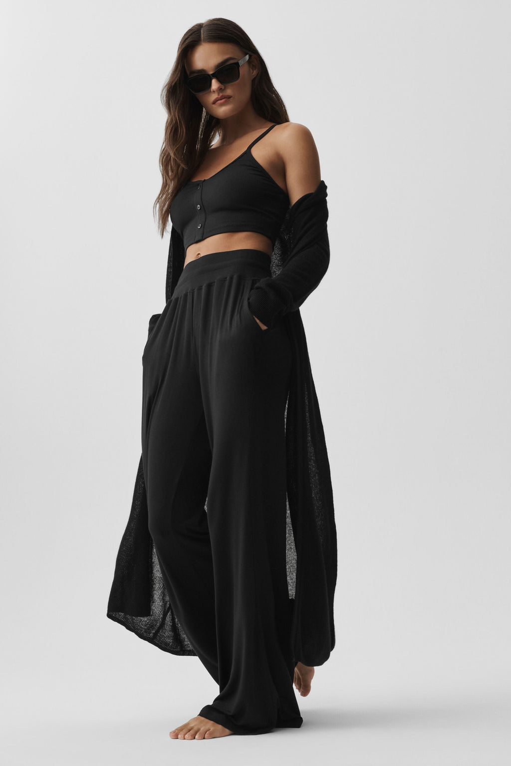 Sheer Cashmere Long Cardigan - Black — photo 3