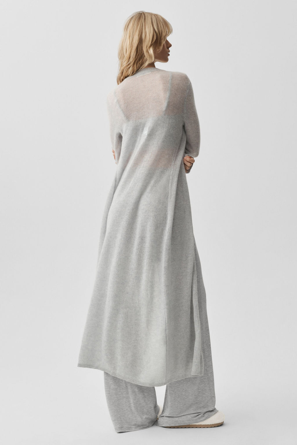 Sheer Cashmere Long Cardigan - Athletic Heather Grey — photo 3