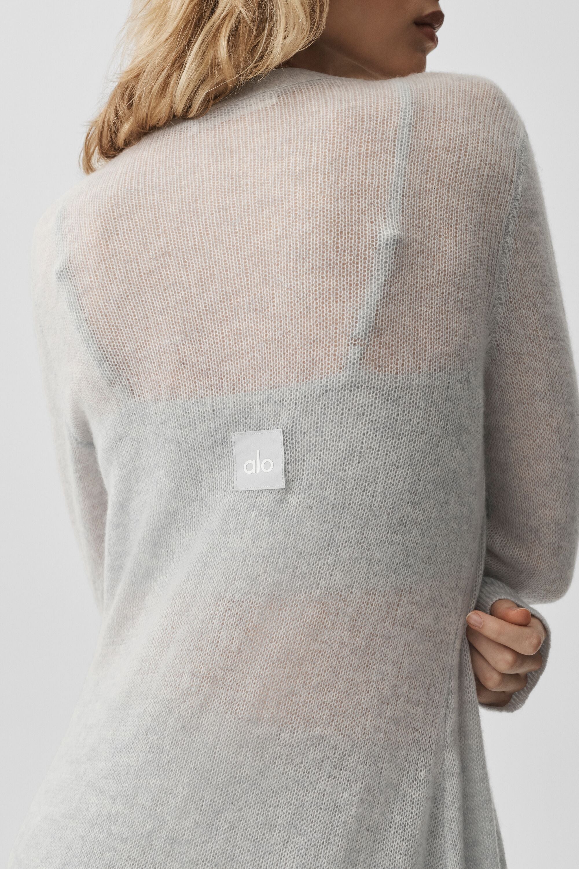 Sheer Cashmere Long Cardigan - Athletic Heather Grey — photo 4