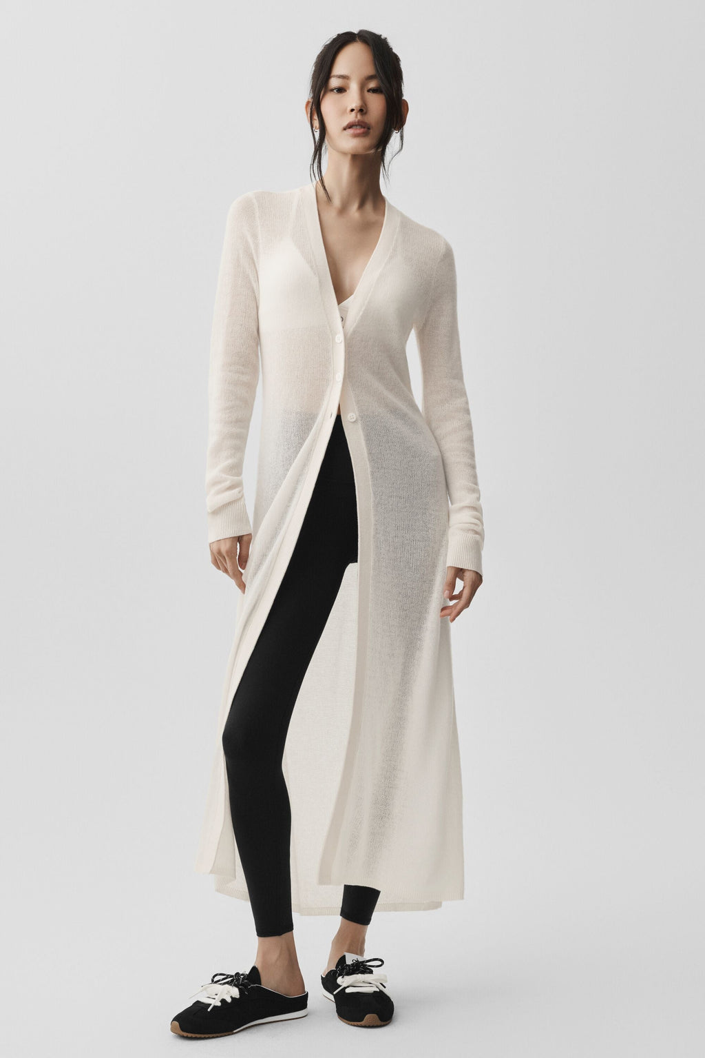 Sheer Cashmere Long Cardigan - Ivory — photo 4