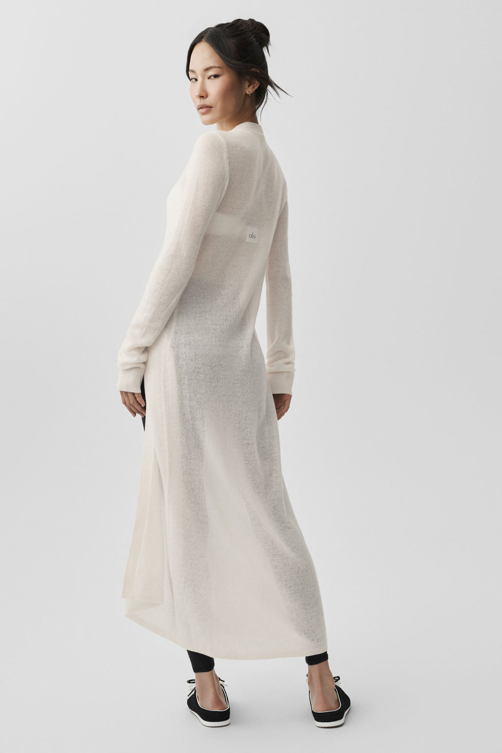 Sheer Cashmere Long Cardigan - Ivory — photo 6