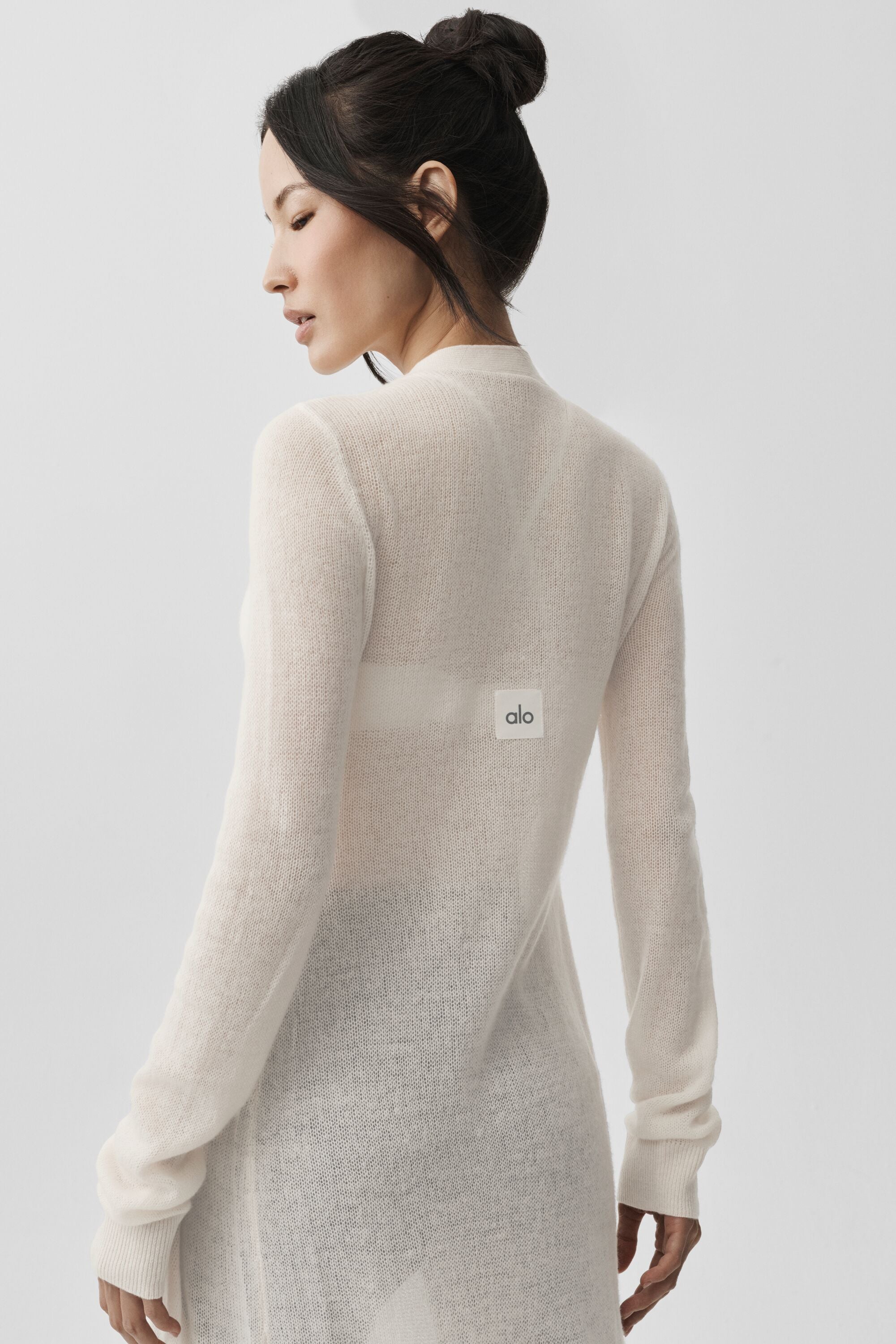 Sheer Cashmere Long Cardigan - Ivory — photo 3