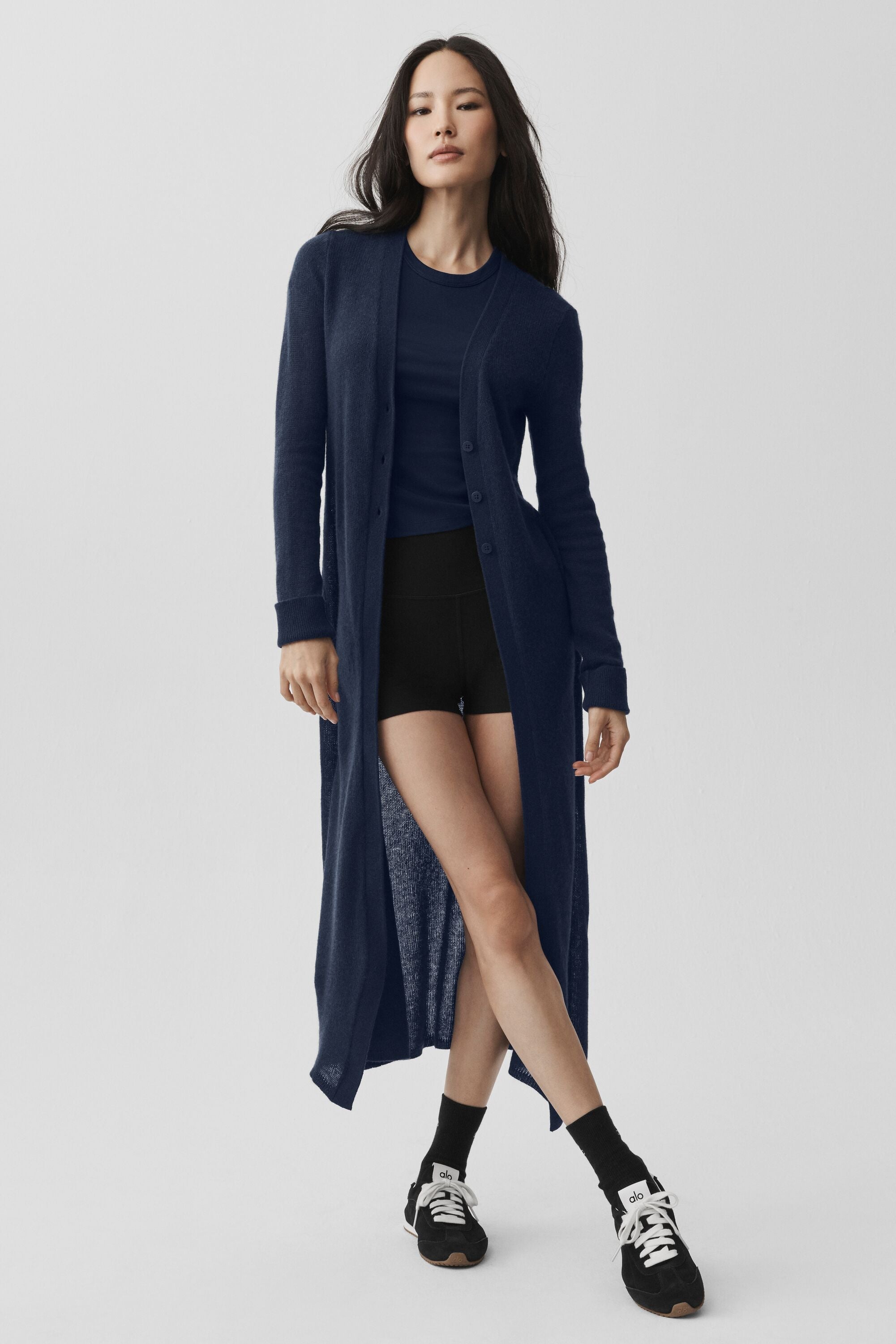 Sheer Cashmere Long Cardigan - Navy — photo 5