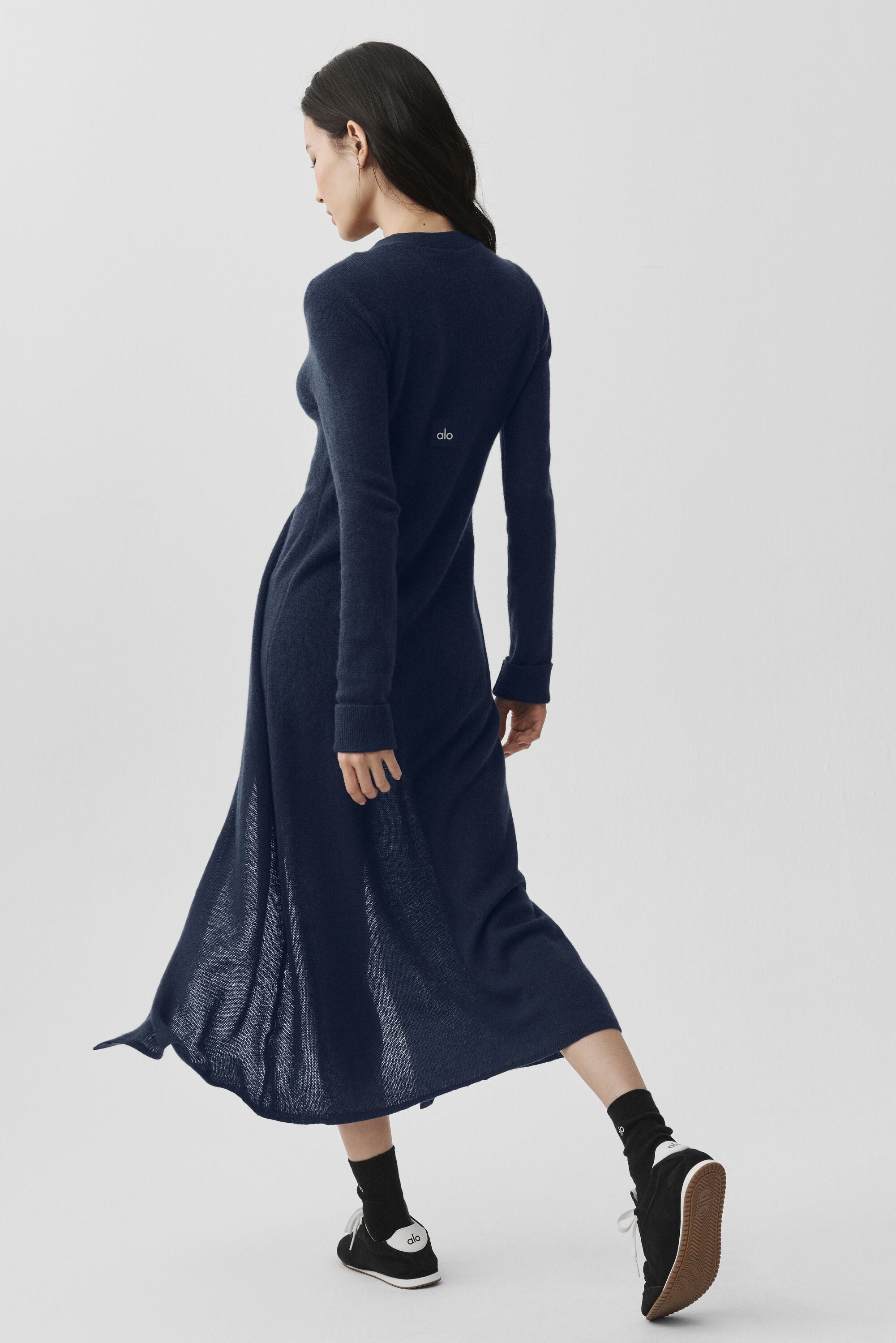 Sheer Cashmere Long Cardigan - Navy — photo 3