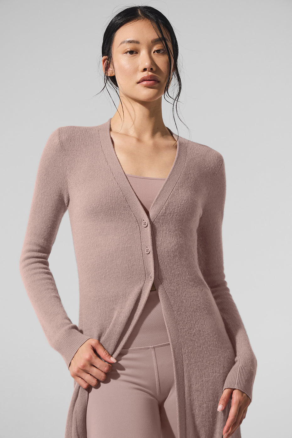 Sheer Cashmere Long Cardigan - Taupe — photo 2