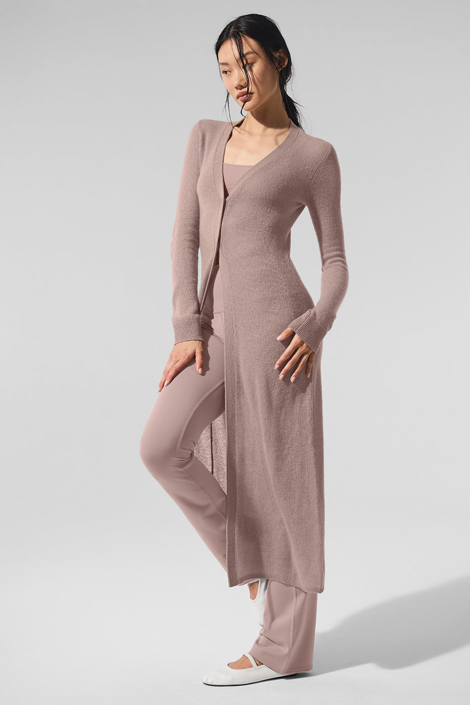Sheer Cashmere Long Cardigan - Taupe — photo 6