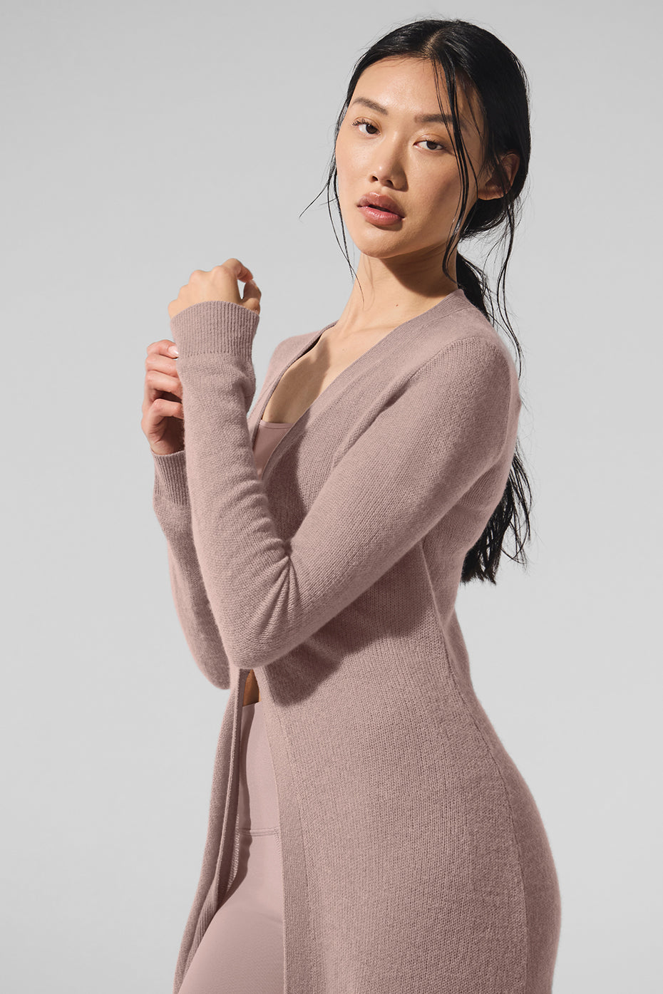 Sheer Cashmere Long Cardigan - Taupe — photo 4