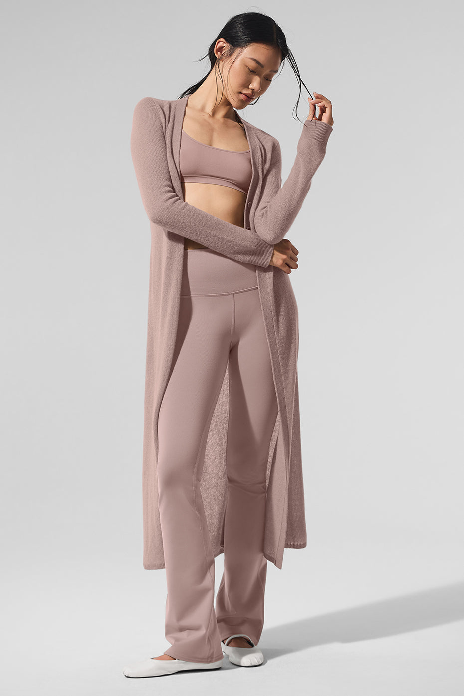 Sheer Cashmere Long Cardigan - Taupe — photo 5