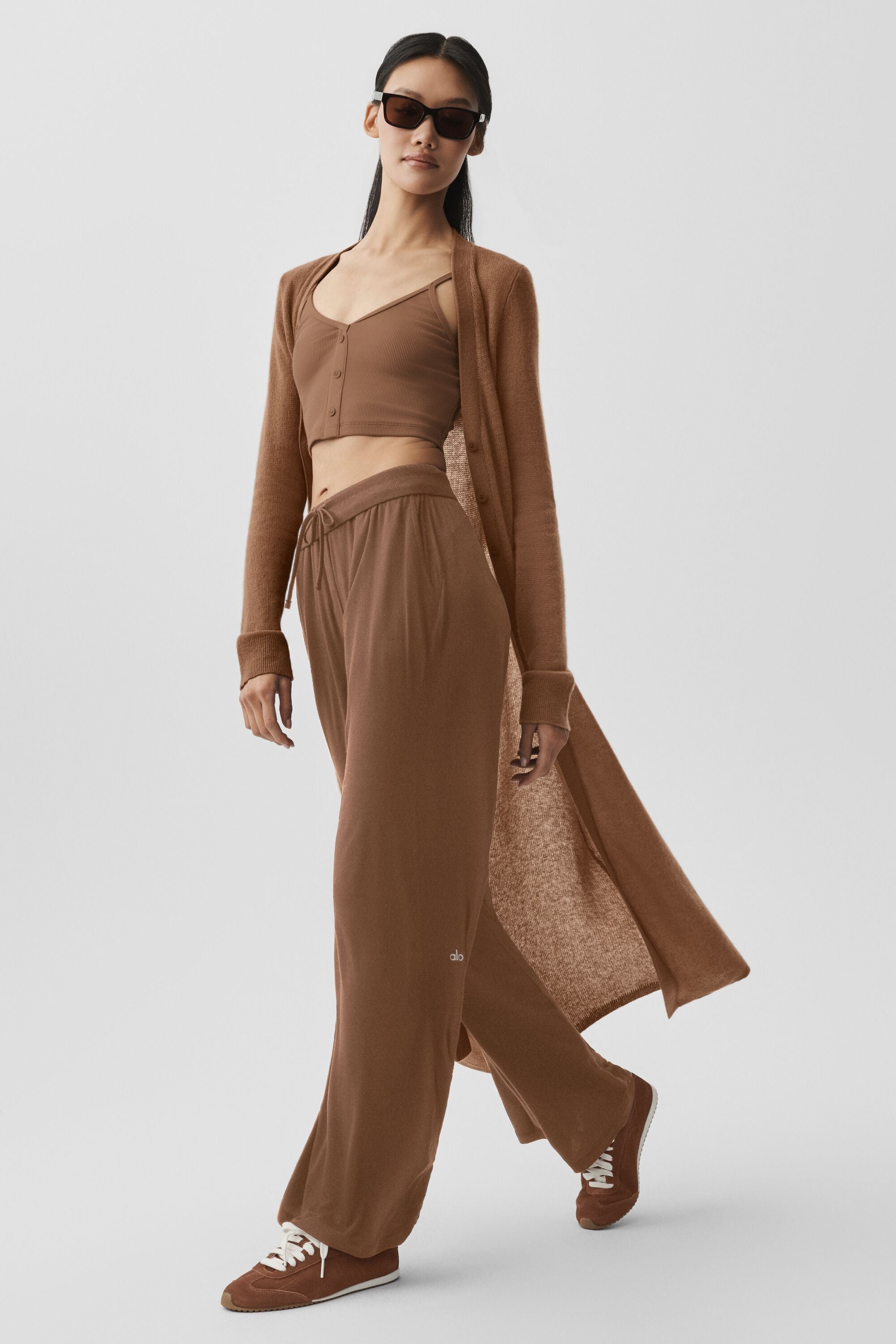 Sheer Cashmere Long Cardigan - Sun Kissed Brown — photo 6