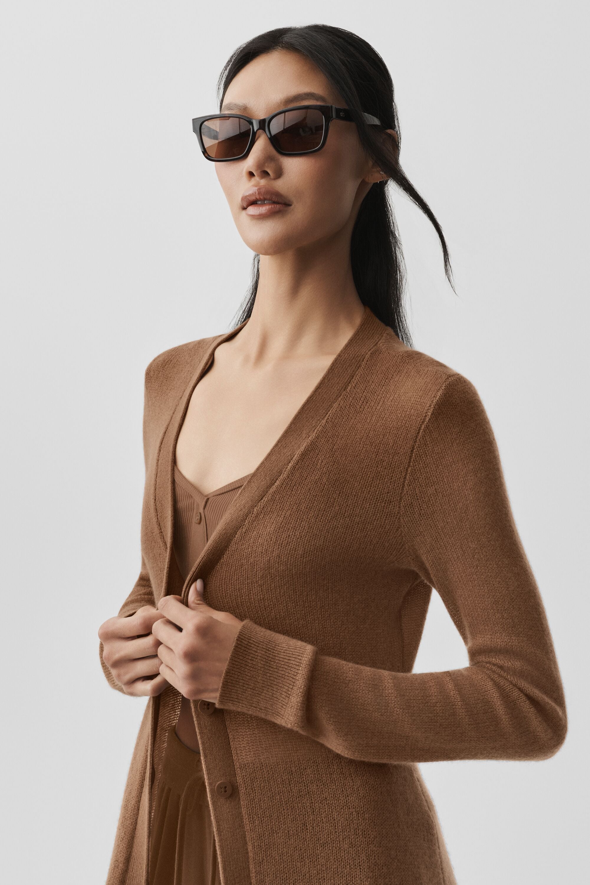 Sheer Cashmere Long Cardigan - Sun Kissed Brown — photo 4