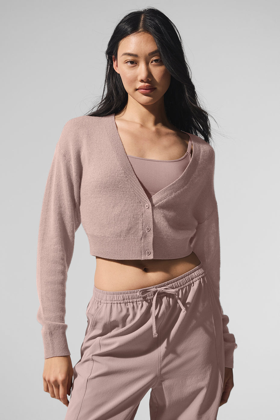 Sheer Cashmere Cropped Cardigan - Taupe — photo 1