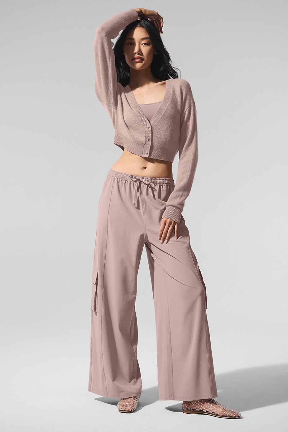Sheer Cashmere Cropped Cardigan - Taupe — photo 4