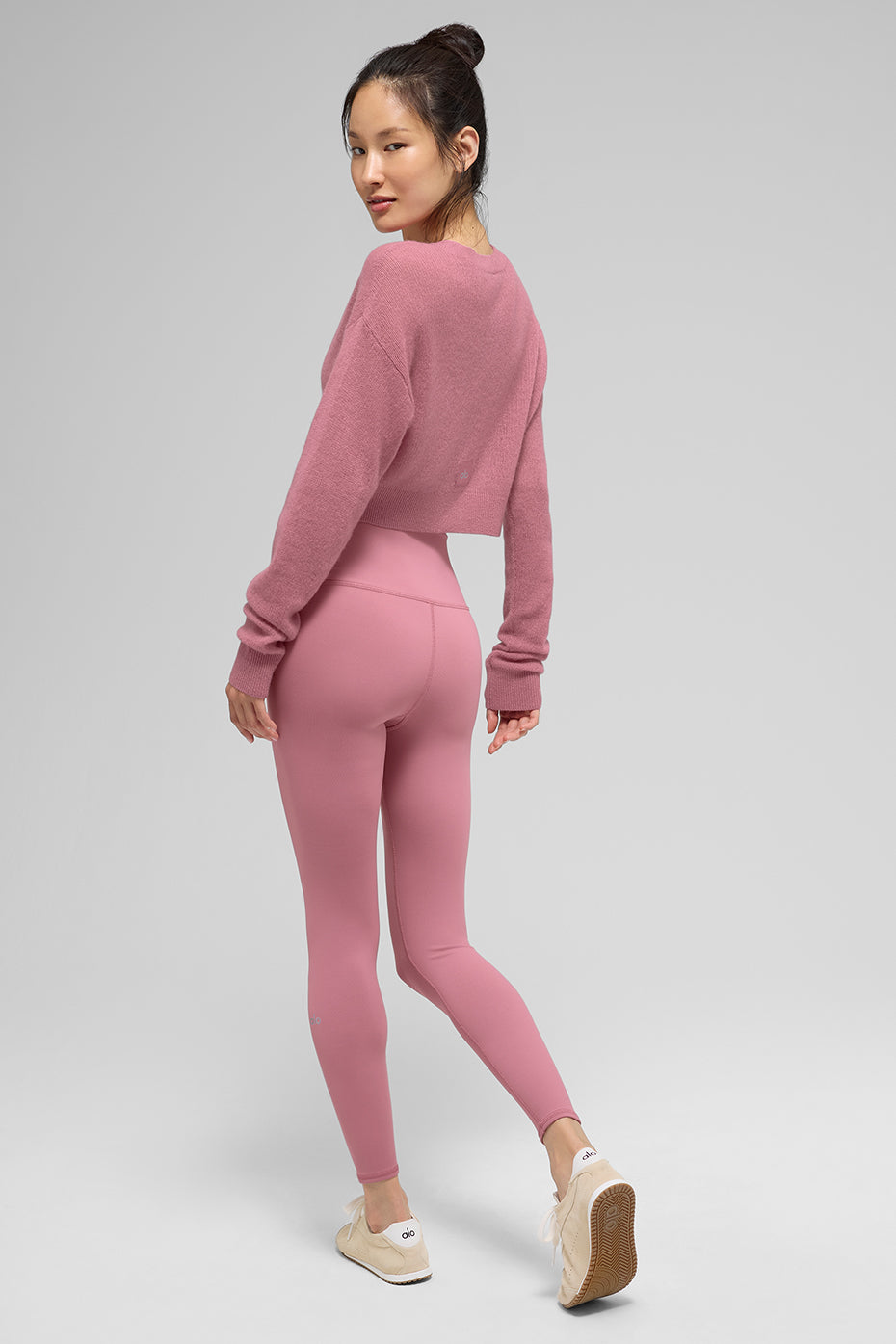 Sheer Cashmere Cropped Cardigan - Pink Wild Rose — photo 4