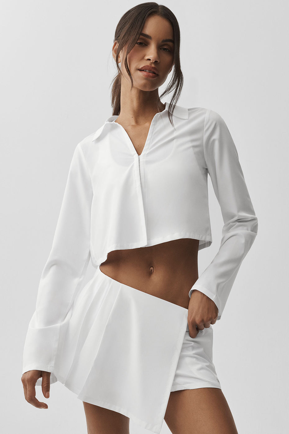 Cropped Unmatched Long Sleeve - White — photo 1