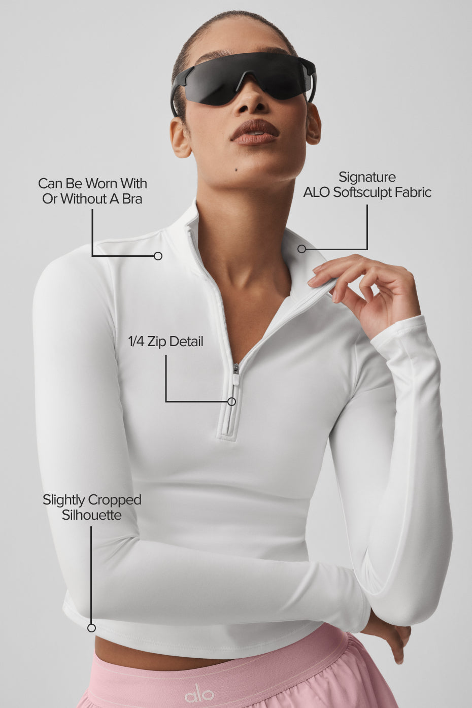 ALO Softsculpt Precision 1/4 Zip Long Sleeve - White — photo 2