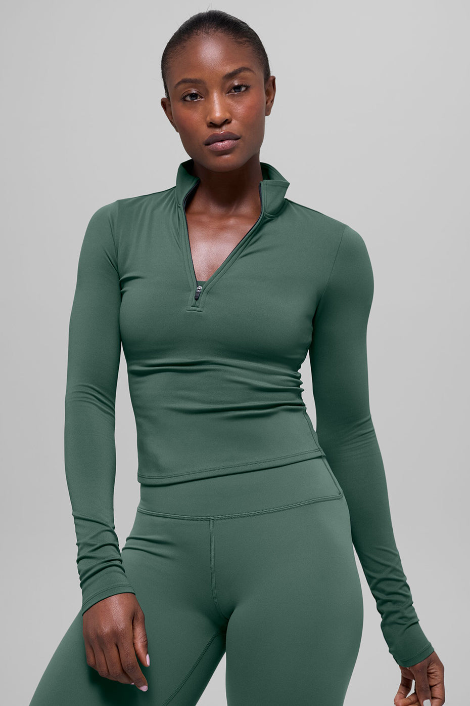 ALO Softsculpt Precision 1/4 Zip Long Sleeve - Clover Green — photo 1