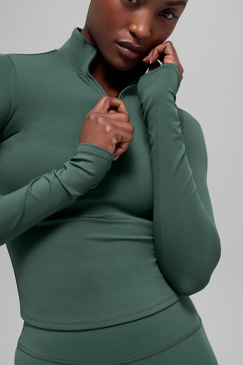 ALO Softsculpt Precision 1/4 Zip Long Sleeve - Clover Green — photo 4