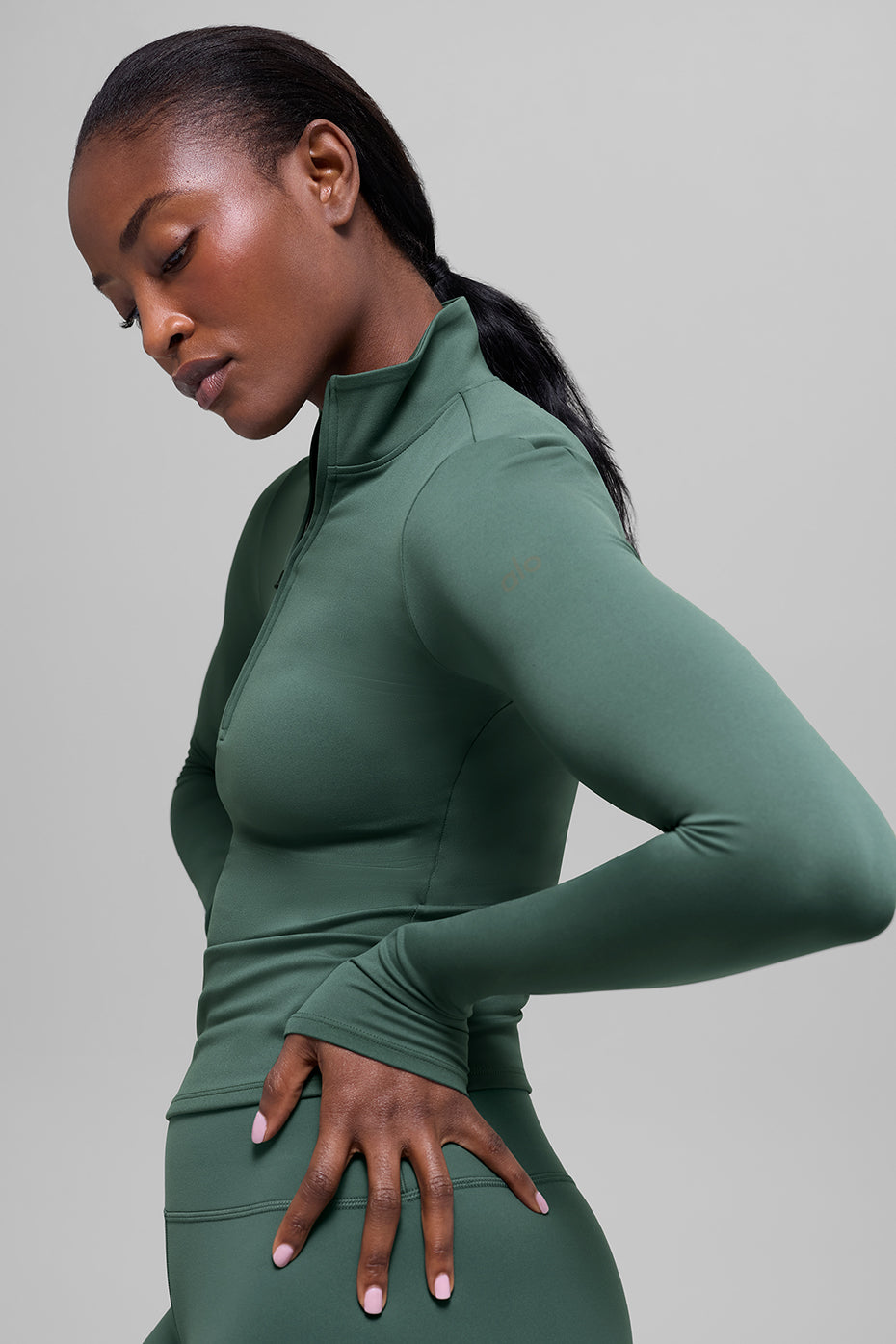 ALO Softsculpt Precision 1/4 Zip Long Sleeve - Clover Green — photo 3