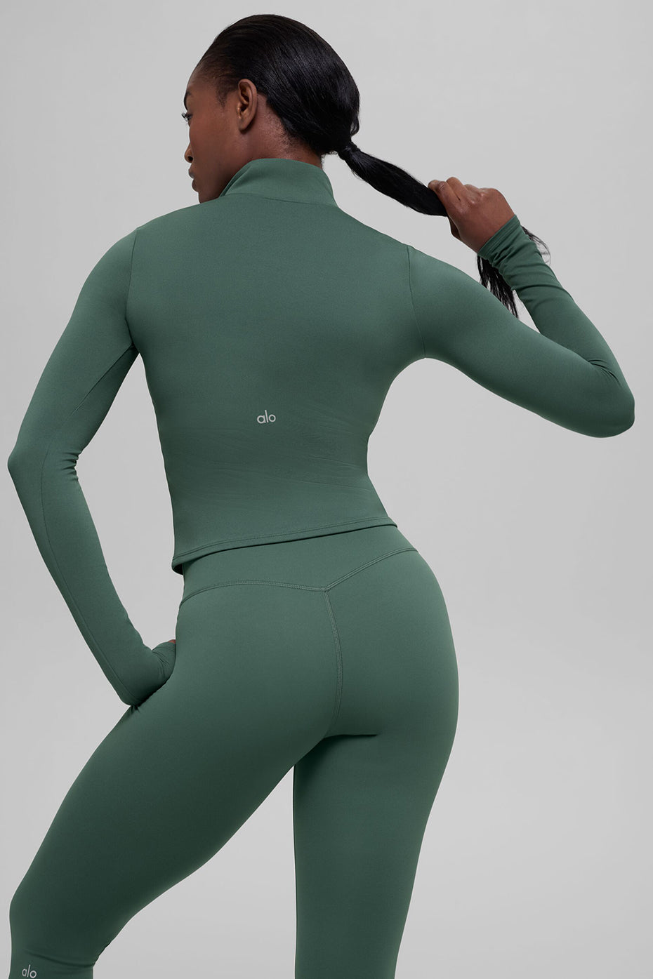 ALO Softsculpt Precision 1/4 Zip Long Sleeve - Clover Green — photo 2