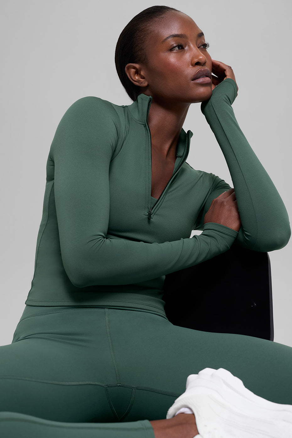 ALO Softsculpt Precision 1/4 Zip Long Sleeve - Clover Green — photo 5