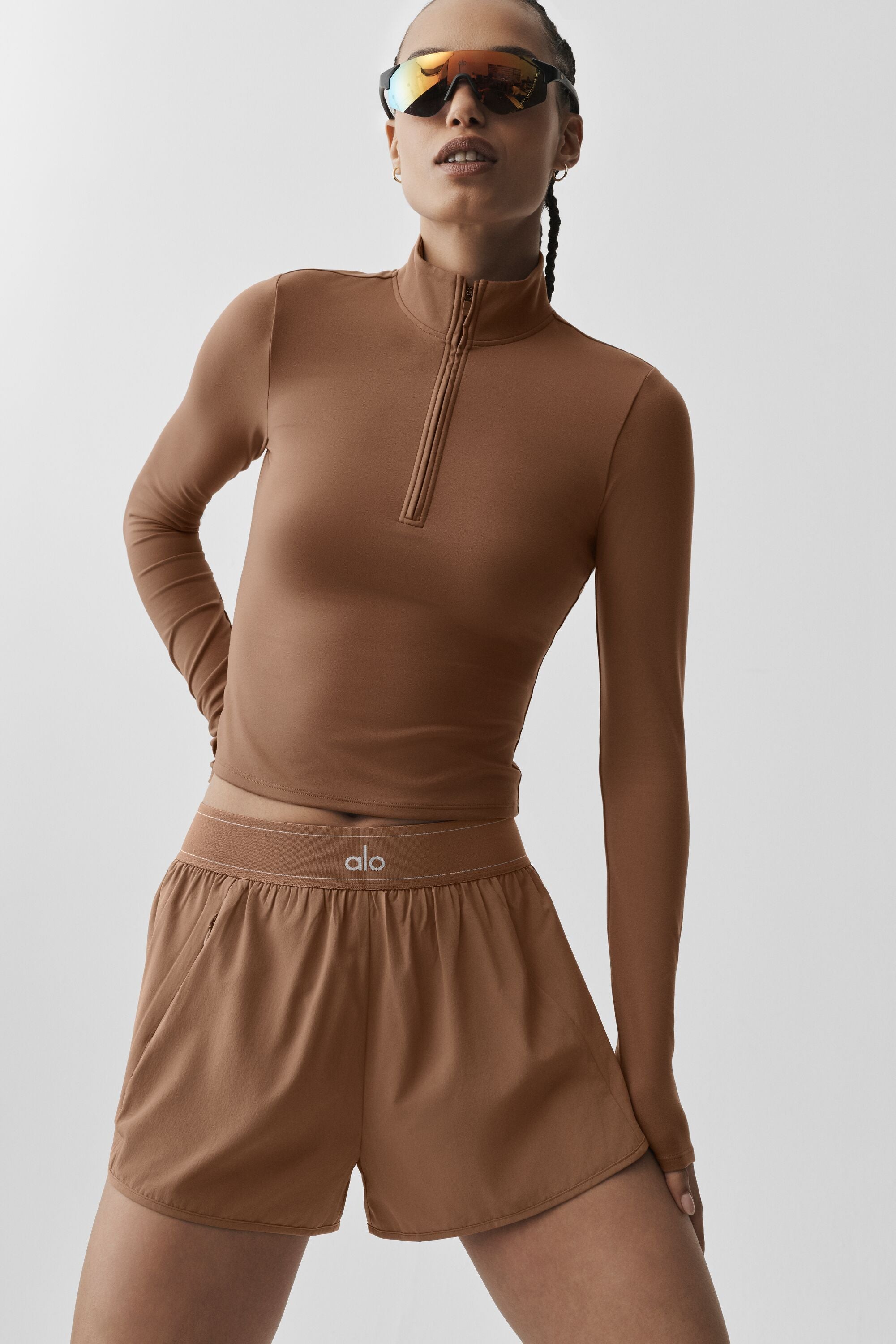 ALO Softsculpt Precision 1/4 Zip Long Sleeve - Sun Kissed Brown — photo 2