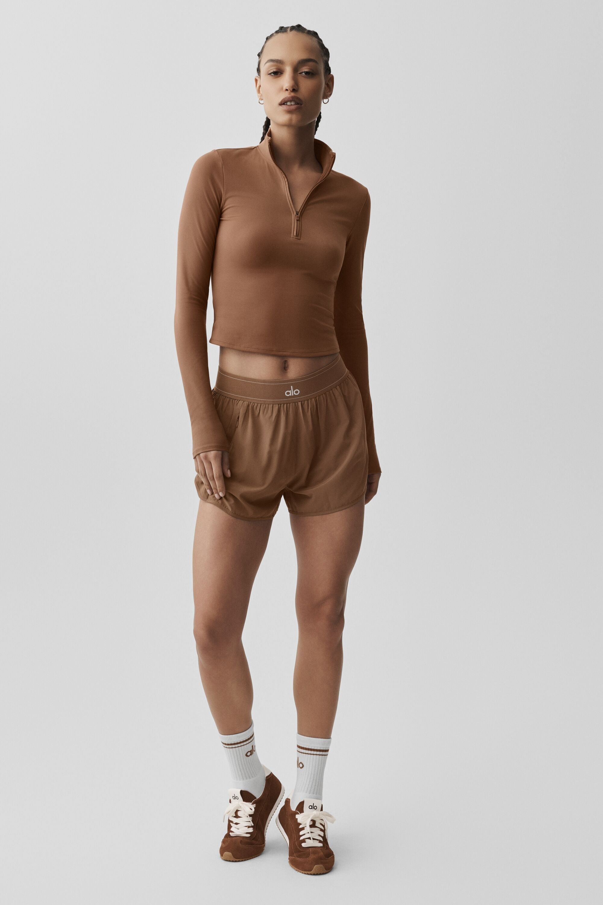 ALO Softsculpt Precision 1/4 Zip Long Sleeve - Sun Kissed Brown — photo 6