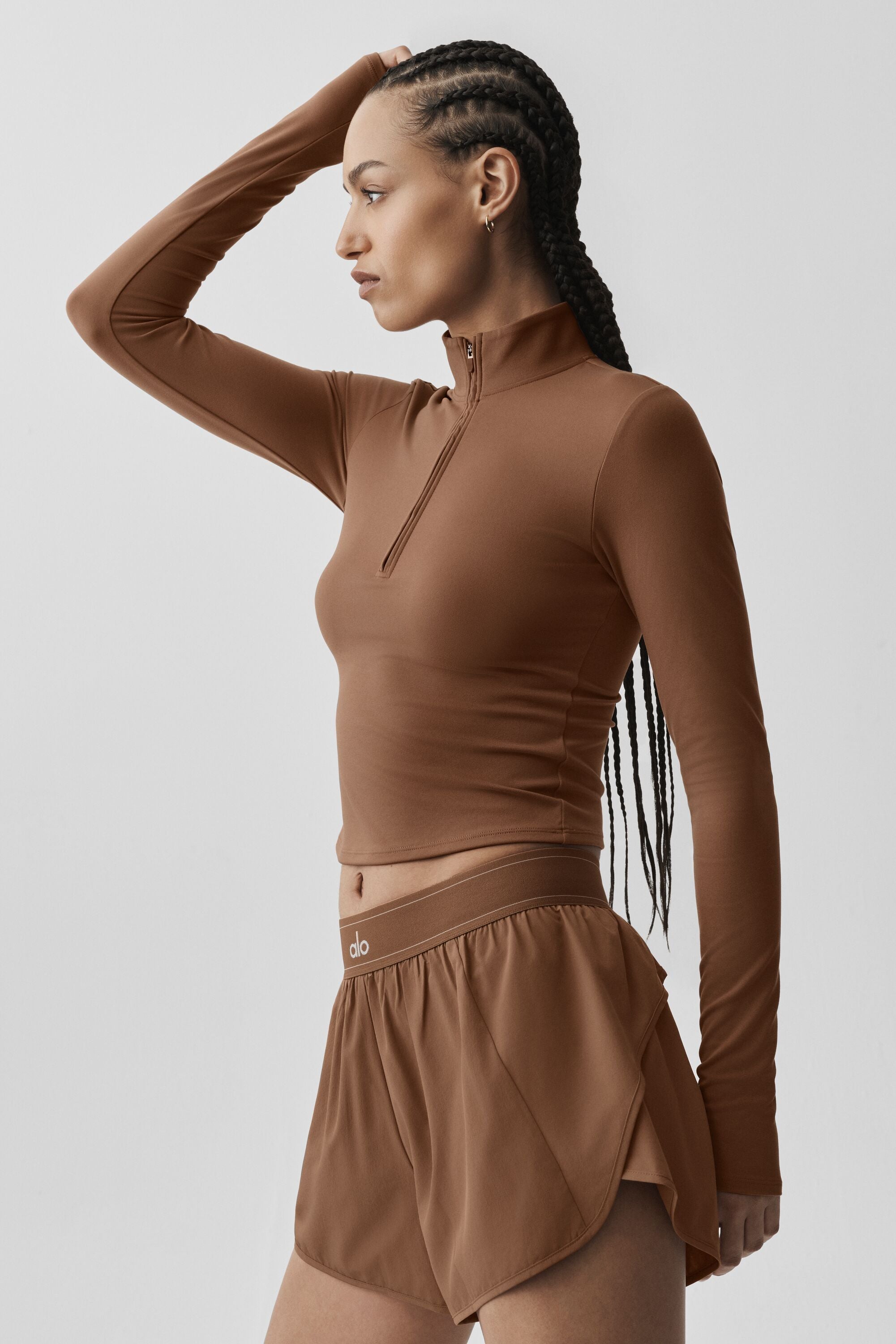 ALO Softsculpt Precision 1/4 Zip Long Sleeve - Sun Kissed Brown — photo 3