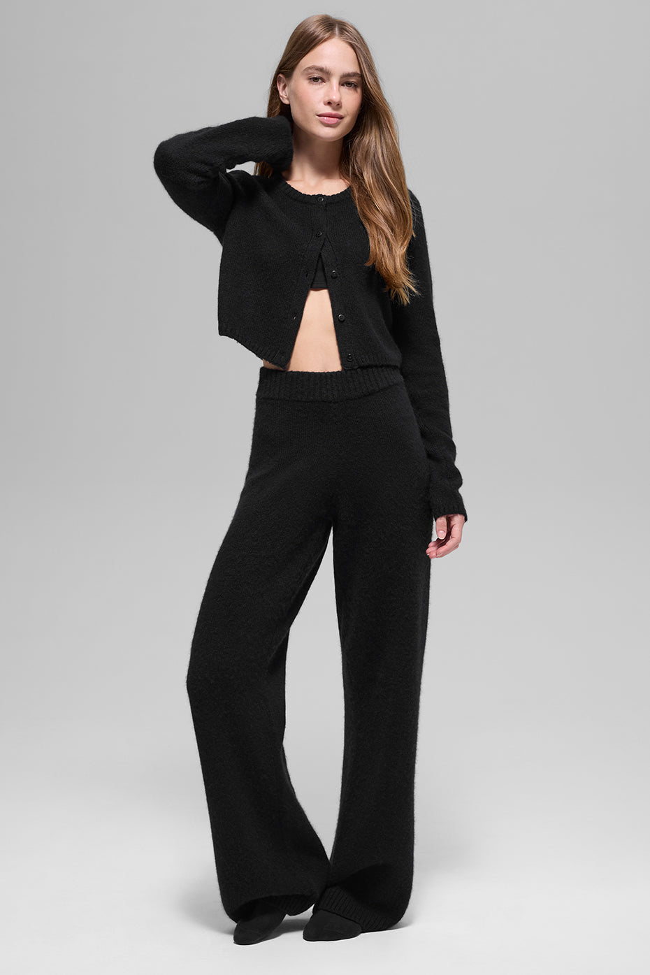 Wool Cashmere New Class Cropped Cardigan - Black — photo 4