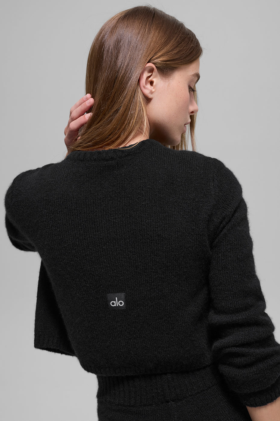 Wool Cashmere New Class Cropped Cardigan - Black — photo 3