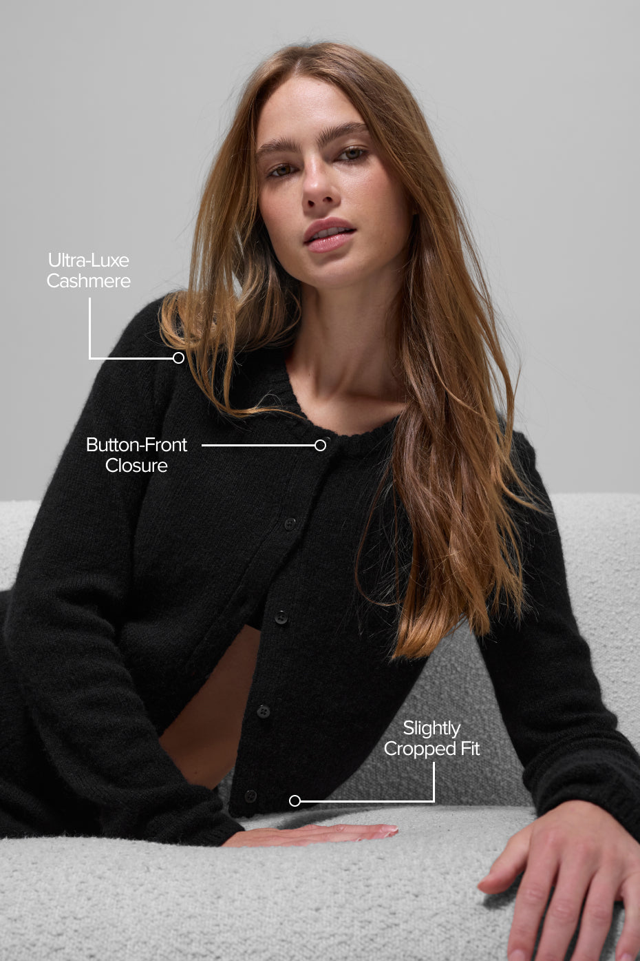 Wool Cashmere New Class Cropped Cardigan - Black — photo 2