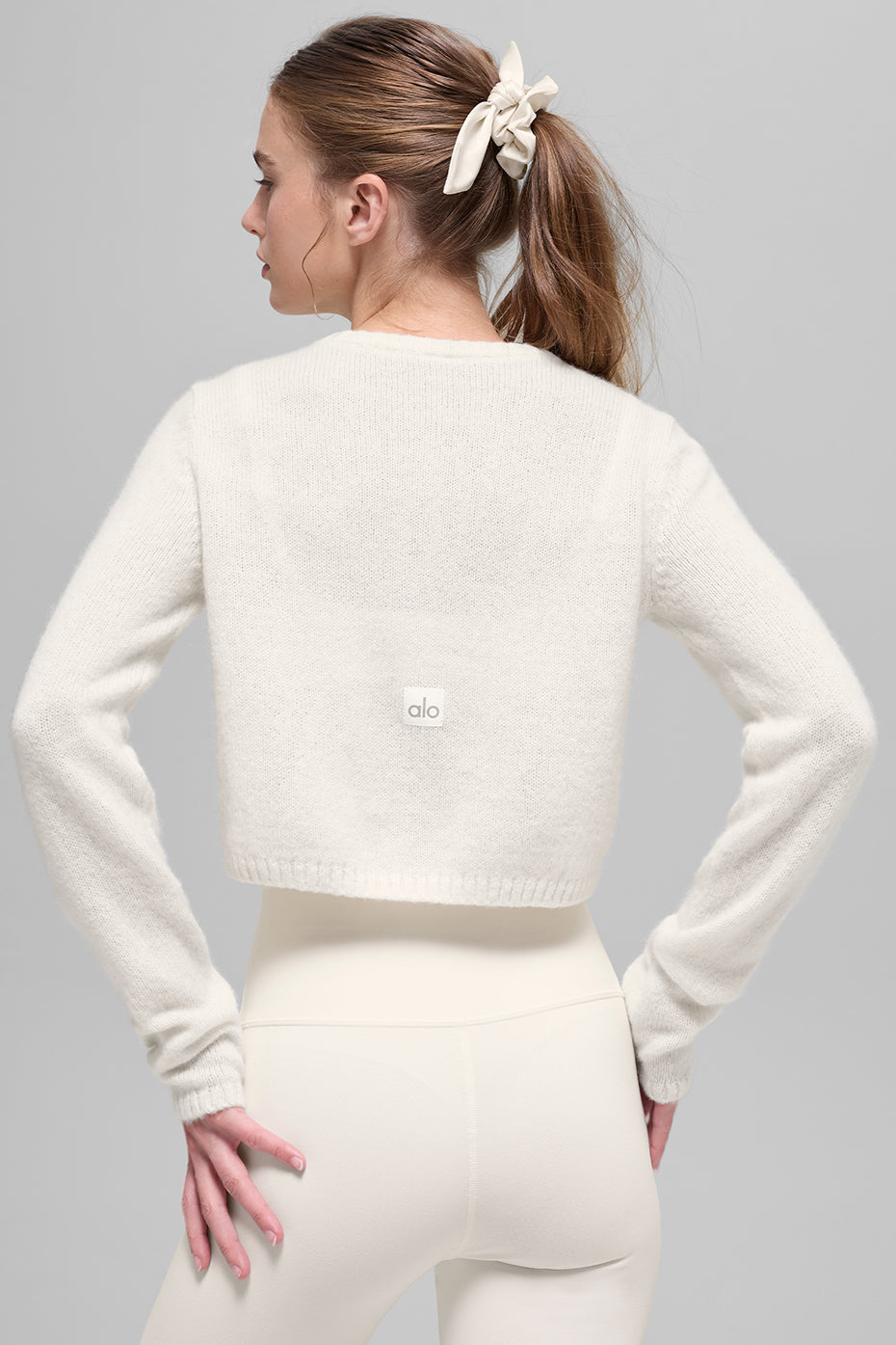Wool Cashmere New Class Cropped Cardigan - Ivory — photo 4