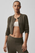 Wool Cashmere New Class Cropped Cardigan - Olive Tree — photo 1