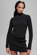 Denim Knit Backless Long Sleeve - Black/Anthracite — photo 1